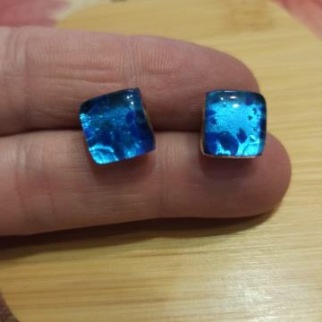 Moonlight Vintage Jewerly - plave kvadratne naušnice