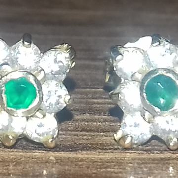 Predivne zlatne naušnice sa zelenim i bijelim kamenjem, 585 (14K), 2g
