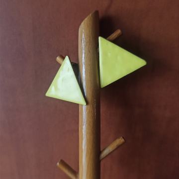 Retro neon žute naušnice - trokuti na klipse