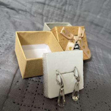 Srebrne kristalne naušnice, 925, nove