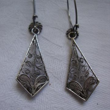 SREBRNE NAUŠNICE 900 SREBRO FILIGRAN STARI RUČNI RAD