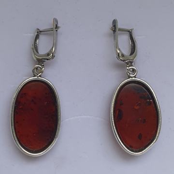 Srebrne naušnice 925 Baltički jantar Freeform locking