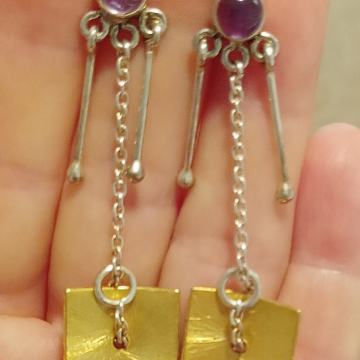 Srebrne naušnice, ametist, 925 srebro