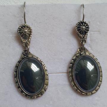 SREBRNE NAUSNICE HEMATIT, POTPISANO