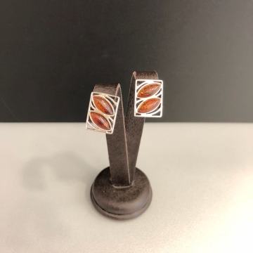 SREBRNE NAUŠNICE SA JANTAROM 4,50g .925, R1, RATE, POVOLJNO!