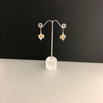 SREBRNE NAUŠNICE LIST SA ŽUTIM KAMENOM 3,50g .925, R1, RATE, POVOLJNO!