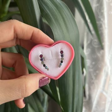 Srebrne naušnice s šarenim cirkonima, 925. Nove