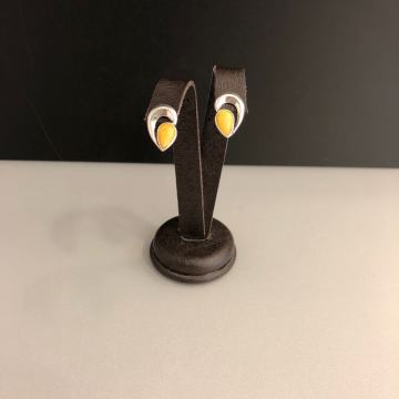 SREBRNE NAUŠNICE SA ŽUTIM KAMENOM 2,27g .925, R1, RATE, POVOLJNO!