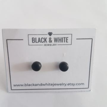 Trendy naušnice crne titanium (antialergijske) - Simple round stud 4mm