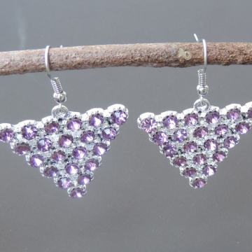 Trokutaste naušnice s rozim kristalićima