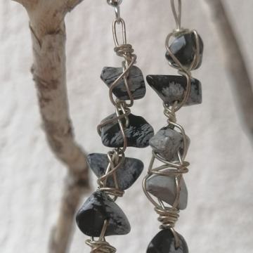 Unikat naušnice od snježnog opsidijana