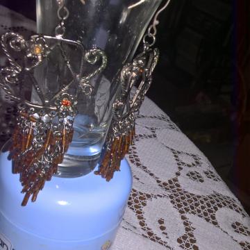 VISEĆE NAUŠNICE-EFEKTNE-UNIKAT-SREBRNE ALKICE