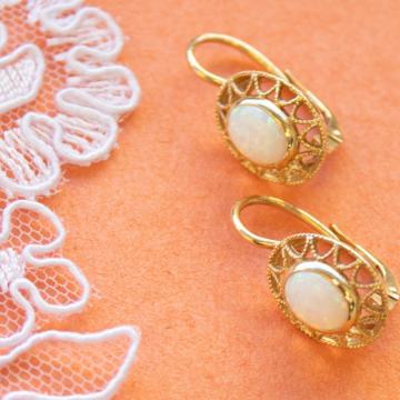 VISEĆE ZLATNE NAUŠNICE S OPALIMA 14K (585) 4,58g NOVO • GOLD SHOP •