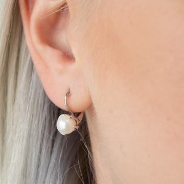 ZLATNE NAUŠNICE S BIJELIM BISERIMA 14K (585) 3,68g NOVO • GOLD SHOP •