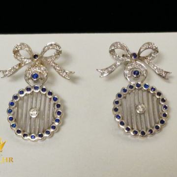 ZLATNE NAUŠNICE S DIJAMANTIMA I SAFIRIMA + CERTIFIKAT / R1, RATE !