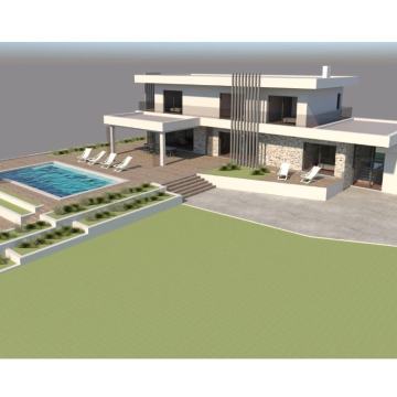 Građevinsko zemljište u Turnju 1380 m2 sa projektom Vile sa bazenom