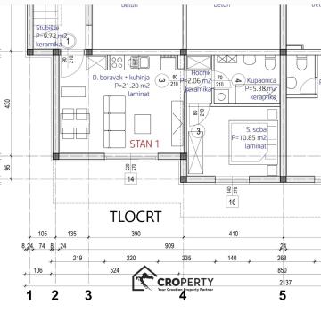 Jednosoban stan 40 m² s terasom i vrtom 50 m²,JUG, + PRIV. PARKING