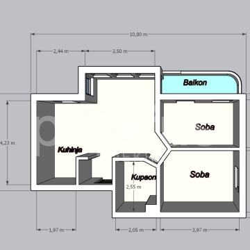 Kajzerica, 3-sobni stan na 1.katu pov. 56,05 m2, 275.00€