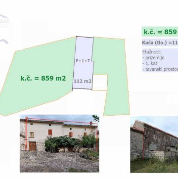 Kamena kuća cca 180 m2 + zemljište 859 m2.