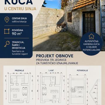 Kamena kuća u centru Sinja - moguće tri jedinice za iznajmljivanje