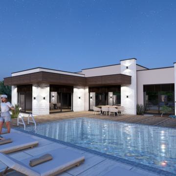 Istarska prizemna villa u izgradnji, Žminj, grijani bazen, sauna