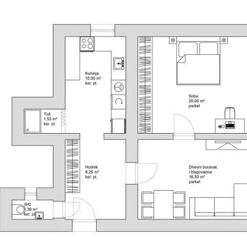 Stan: Zagreb (Centar), 55.00 m2