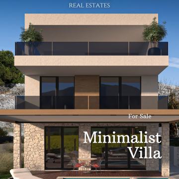 VILA: Rtina, MODERNA MANJA VILA S BAZENOM I POGLEDOM NA MORE, 150.00m2