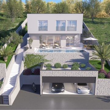 NOVI VINODOLSKI, KLENOVICA, VILLA U IZGRADNJI, BAZEN, POGLED, ZAMJENA