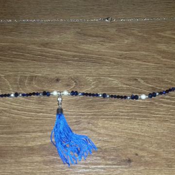 Bijela ogrlica sa plavim i bijelim kamenjem - BIŽUTERIJA