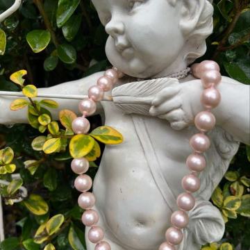 Biserna ogrlica prirodni tahićanski veliki biseri ruža