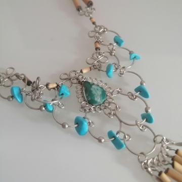 Unikat ogrlica od tirkiza i bambusa