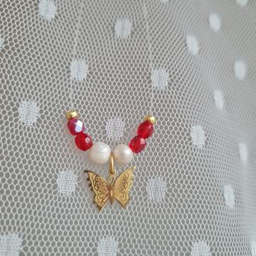 Invisible ogrlica ~ biser i čelik pozlaćeni