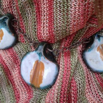 Boho ogrlica keramika-bakar 30 cm