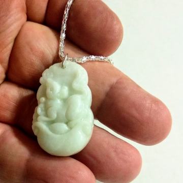 Kineski horoskop - 
privjesak od ŽADA - ŠTAKOR
 + posrebreni LANČIĆ