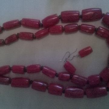 KOMPLET KORALJNA OGRLICA , NARUKVICA ,NAUŠNICE