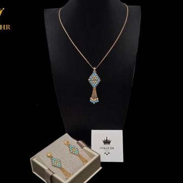 KOMPLET ZLATNI LANAC S PRIVJESKOM + NAUŠNICE 29,72G (18K) / R1,RATE!!