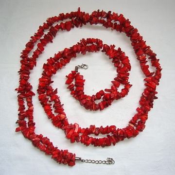 KORALJNI dvostruki LANAC 82 cm - Imitacija koralja