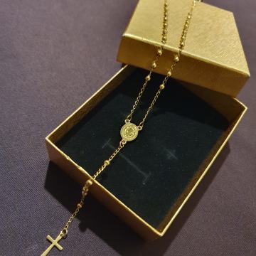 Krunica kirurški čelik cijela pozlaćena Majka Božja