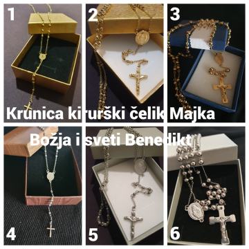 Krunica kirurški čelik Majka Božja i sveti Benedikt