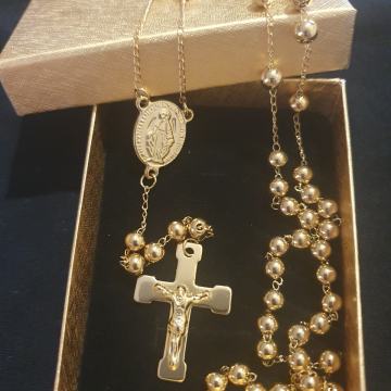 Krunica kirurški čelik, pozlaćena, sveti Benedikt