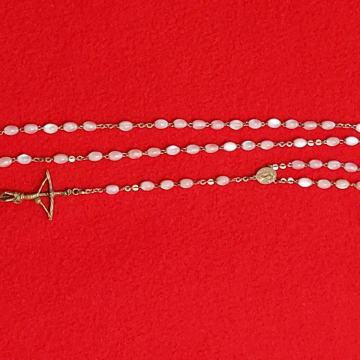 KRUNICA. Križ-mesing. Bjelo sedef elipsa valjčići. 48 cm. Mob