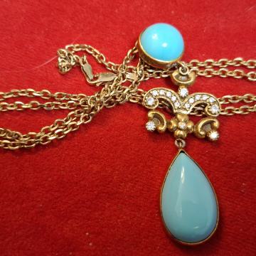 Lanac i privjesak .925 srebro u pozlati Tirkiz