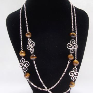 LANAC SREBRO i TIGROVO OKO duzina 1 metar