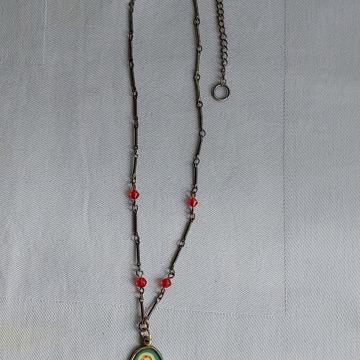 LANČIĆ - Antik i privjesak Srce Isusovo. Mob