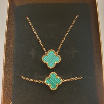 Lančić ili narukvica kirurški čelik djetelina zelena ili bijela pozlać