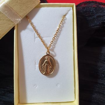 Lančić kirurški čelik čudotvorna medaljica Majka Božja pozlaćena manja