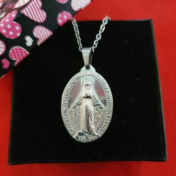 Lančić kirurški čelik čudotvorna medaljica Majka Božja