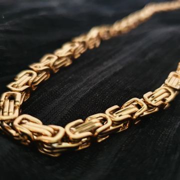 Lančić kirurški čelik kraljevski vez 5 mm cijeli pozlaćeni