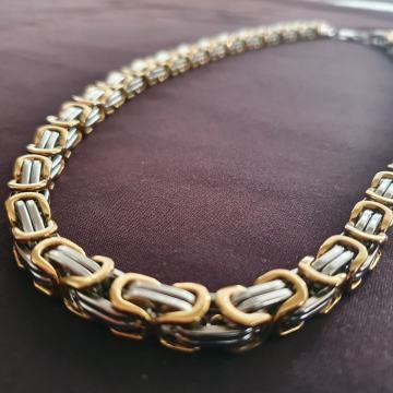 Lančić kirurški čelik kraljevski vez 9 mm, sa djelomičnom pozlatom