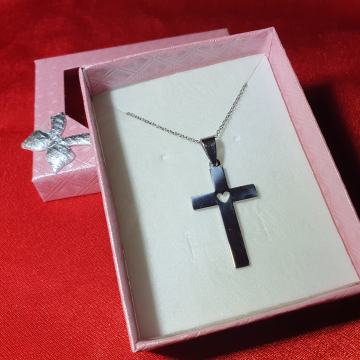 Lančić kirurški čelik križ sa srcem